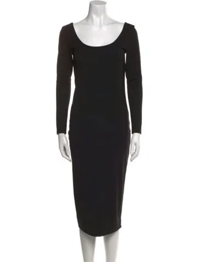 Pre-owned Hatch Scoop Neck Midi Length Dress In Black