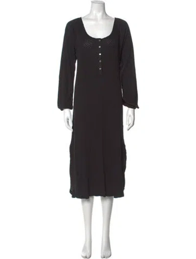 Pre-owned Hatch Scoop Neck Midi Length Dress In Black