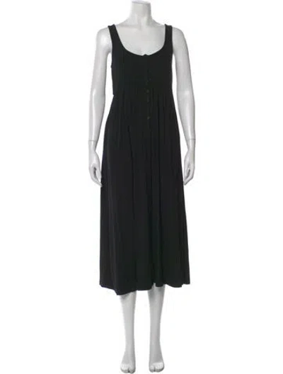 Pre-owned Hatch Scoop Neck Midi Length Dress In Black