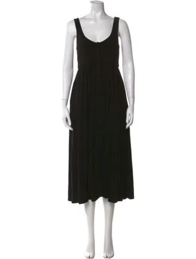 Pre-owned Hatch Scoop Neck Midi Length Dress In Black