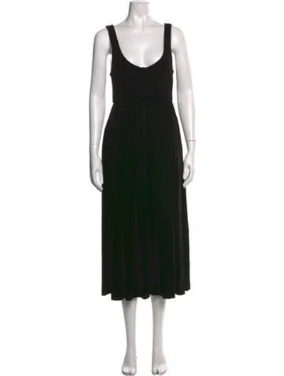 Pre-owned Hatch Scoop Neck Midi Length Dress In Black
