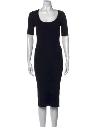 Pre-owned Hatch Scoop Neck Midi Length Dress In Black