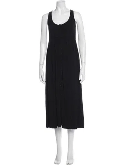Pre-owned Hatch Scoop Neck Midi Length Dress In Black