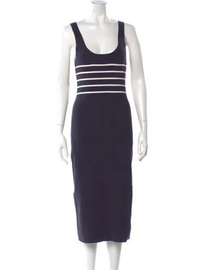 Pre-owned Hatch Scoop Neck Midi Length Dress In Blue
