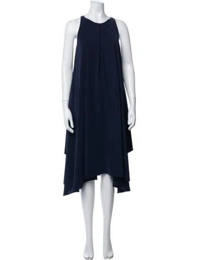 Pre-owned Hatch Scoop Neck Midi Length Dress In Blue