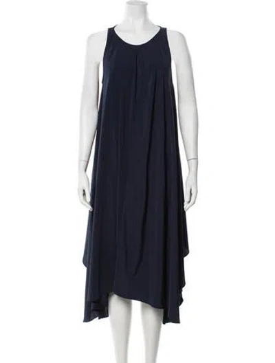 Pre-owned Hatch Scoop Neck Midi Length Dress In Blue