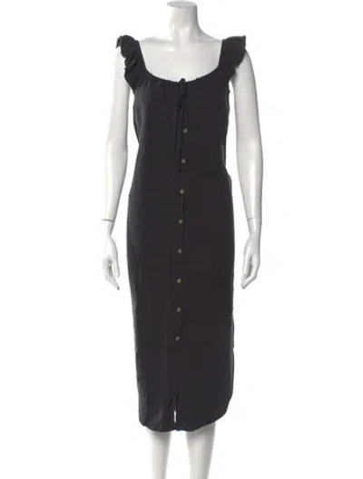 Pre-owned Hatch Scoop Neck Midi Length Dress In Gray