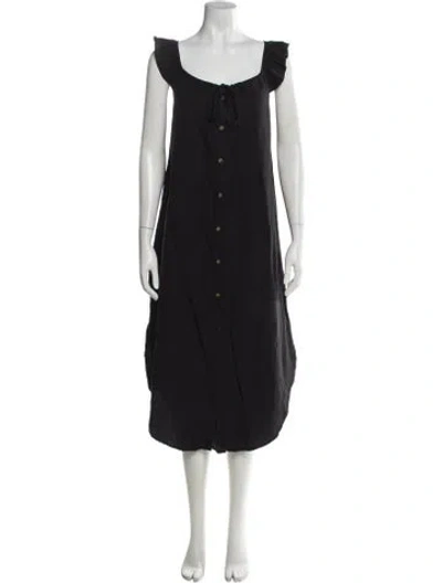 Pre-owned Hatch Scoop Neck Midi Length Dress In Gray