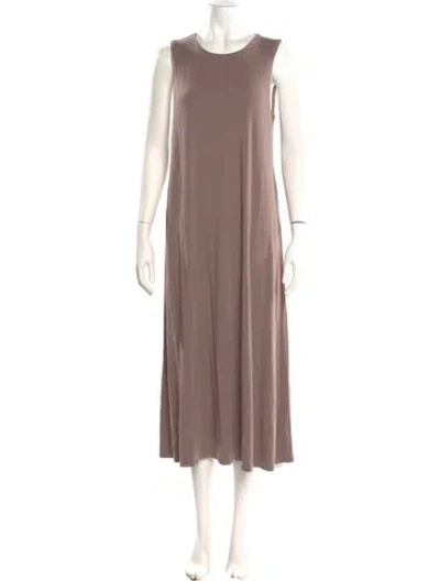 Pre-owned Hatch Scoop Neck Midi Length Dress In Neutral