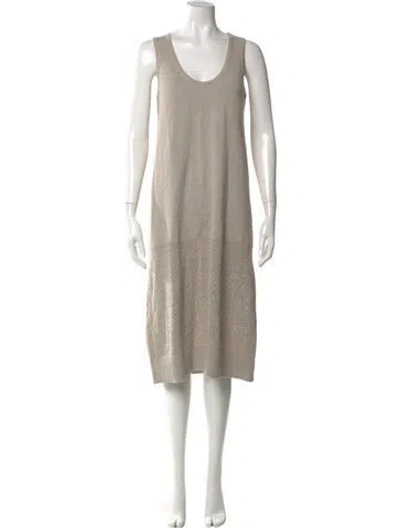 Pre-owned Hatch Scoop Neck Midi Length Dress In Neutral