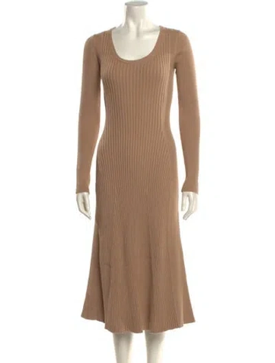 Pre-owned Hatch Scoop Neck Midi Length Dress In Neutral