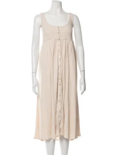 Pre-owned Hatch Scoop Neck Midi Length Dress In Neutrals