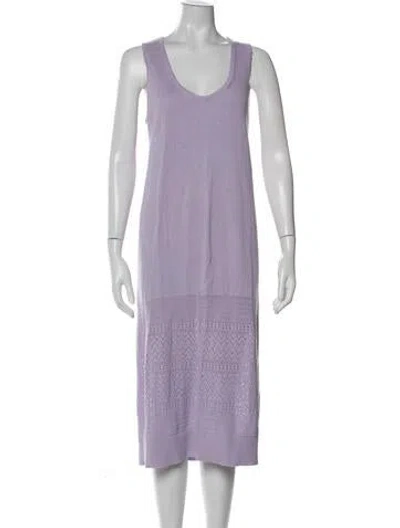 Pre-owned Hatch Scoop Neck Midi Length Dress In Purple