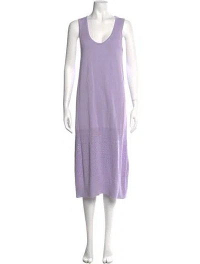 Pre-owned Hatch Scoop Neck Midi Length Dress In Purple