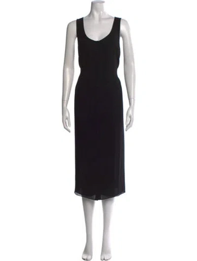 Pre-owned Hatch Scoop Neck Midi Length Dress W/ Tags In Black