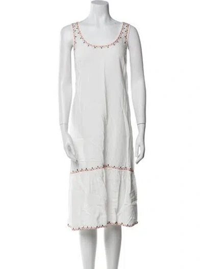 Pre-owned Hatch Scoop Neck Midi Length Dress In White