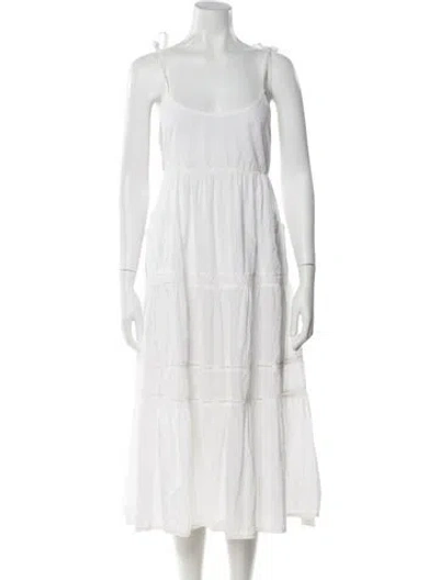 Pre-owned Hatch Scoop Neck Midi Length Dress In White
