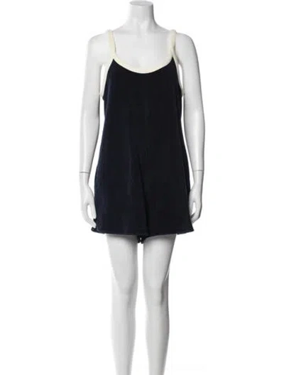 Pre-owned Hatch Scoop Neck Romper W/ Tags In Blue