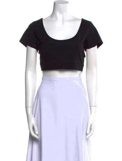 Pre-owned Hatch Scoop Neck Short Sleeve Crop Top In Black