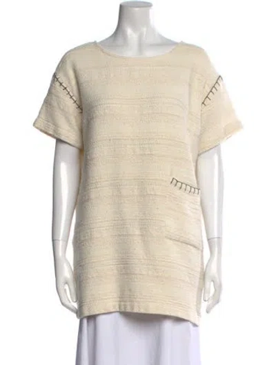 Pre-owned Hatch Scoop Neck Short Sleeve T-shirt In Neutral