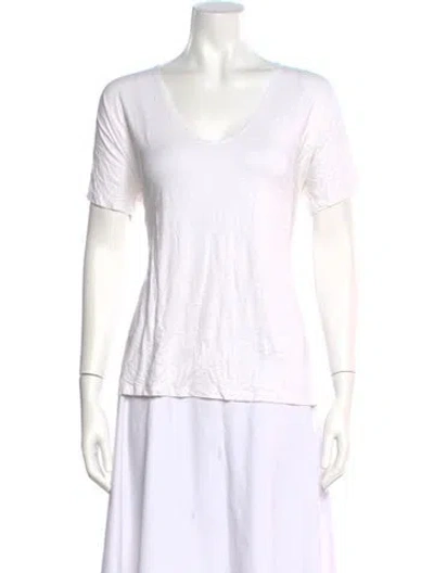 Pre-owned Hatch Scoop Neck Short Sleeve T-shirt In White