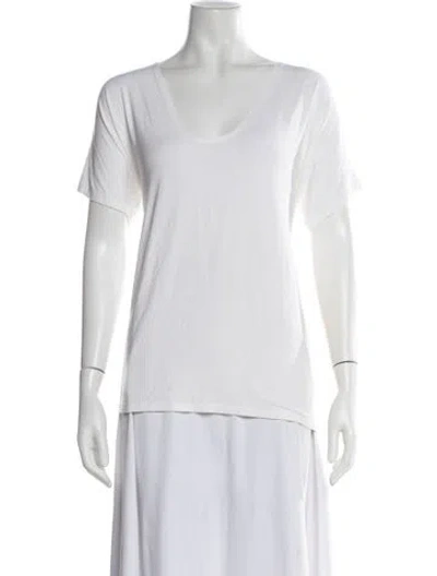 Pre-owned Hatch Scoop Neck Short Sleeve T-shirt In White