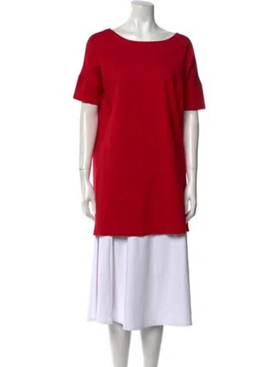 Pre-owned Hatch Scoop Neck Short Sleeve Tunic In Red