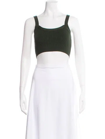 Pre-owned Hatch Scoop Neck Sleeveless Crop Top In Green