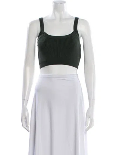 Pre-owned Hatch Scoop Neck Sleeveless Crop Top In Green