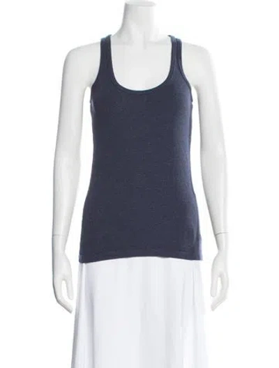 Pre-owned Hatch Scoop Neck Sleeveless Top In Blue