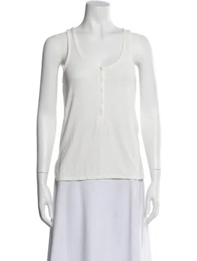 Pre-owned Hatch Scoop Neck Sleeveless Top In White