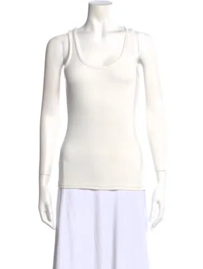 Pre-owned Hatch Scoop Neck Sleeveless Top In White