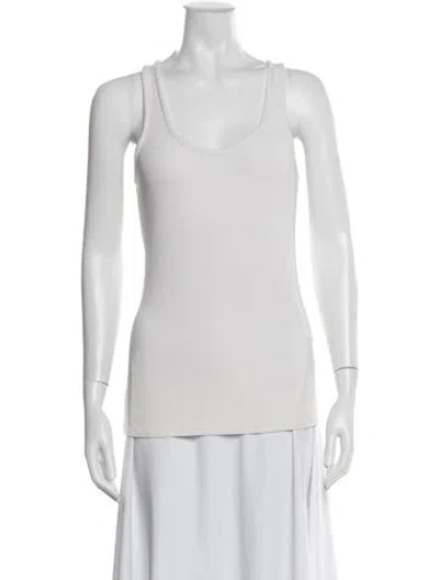 Pre-owned Hatch Scoop Neck Sleeveless Top In White