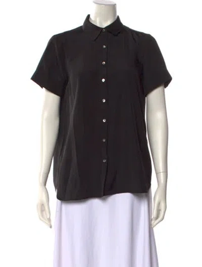 Pre-owned Hatch Short Sleeve Button-up Top In Black