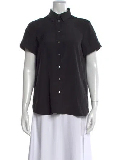 Pre-owned Hatch Short Sleeve Button-up Top In Black
