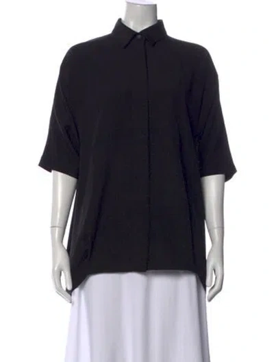 Pre-owned Hatch Short Sleeve Button-up Top In Black