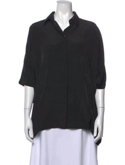 Pre-owned Hatch Short Sleeve Button-up Top In Black
