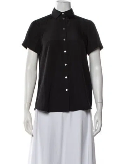 Pre-owned Hatch Short Sleeve Button-up Top In Black