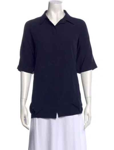 Pre-owned Hatch Short Sleeve Button-up Top In Blue