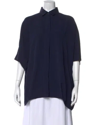 Pre-owned Hatch Short Sleeve Button-up Top In Blue