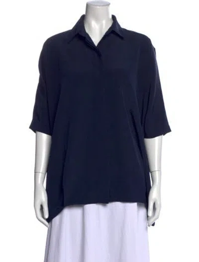Pre-owned Hatch Short Sleeve Button-up Top In Blue