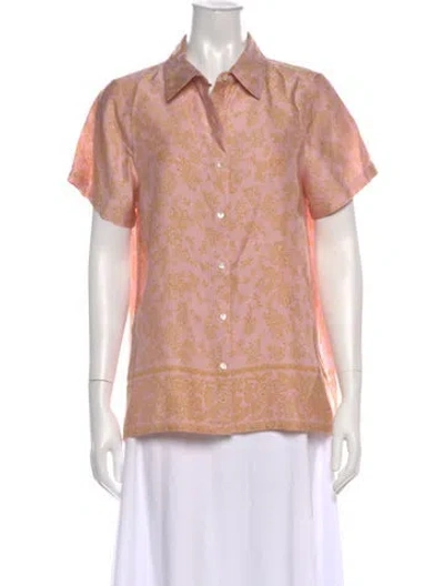 Pre-owned Hatch Short Sleeve Button-up Top In Pink