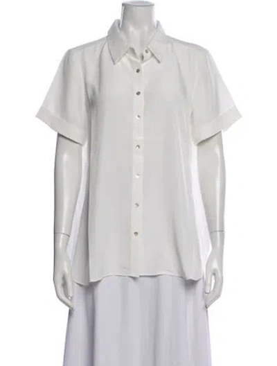 Pre-owned Hatch Short Sleeve Button-up Top W/ Tags In White