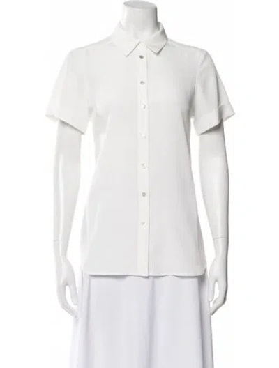 Pre-owned Hatch Short Sleeve Button-up Top In White