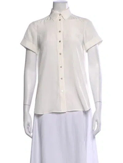 Pre-owned Hatch Short Sleeve Button-up Top In White