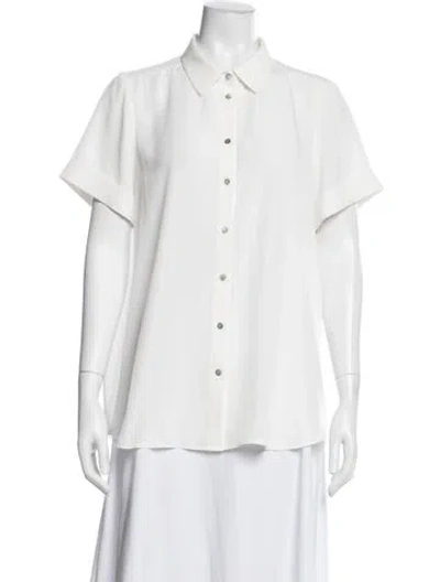 Pre-owned Hatch Short Sleeve Button-up Top In White