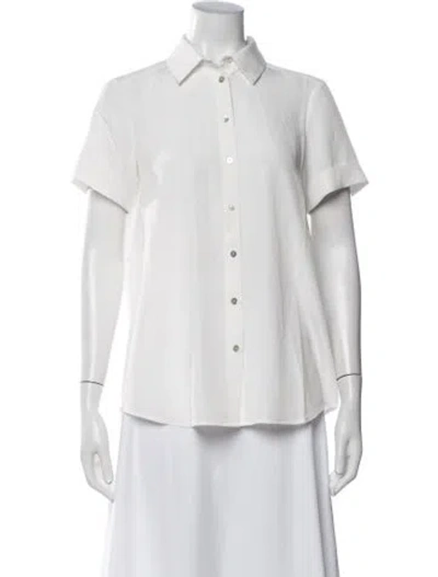 Pre-owned Hatch Short Sleeve Button-up Top In White