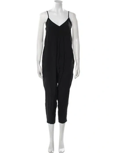 Pre-owned Hatch Silk V-neck Jumpsuit In Black