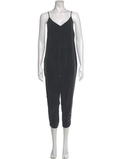Pre-owned Hatch Silk V-neck Jumpsuit In Gray