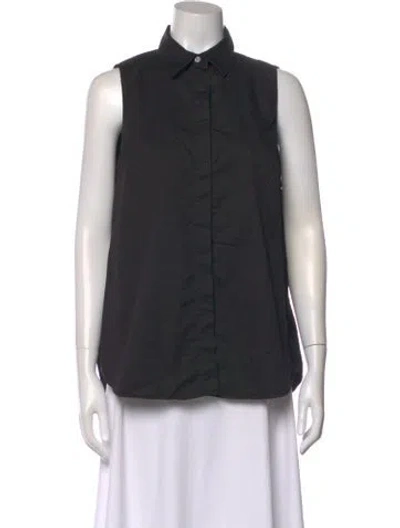 Pre-owned Hatch Sleeveless Button-up Top In Black
